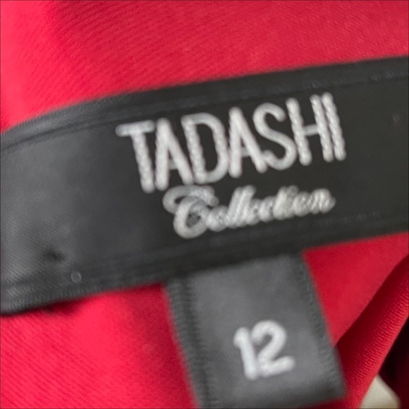 Tadashi shoji 100% silk sleeveless red elegant v neck dress size 12 - Picture 4 of 8